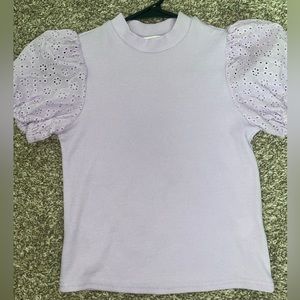 Girls Purple Short Sleeve Puff Dress Blouse/Shirt Kids 10